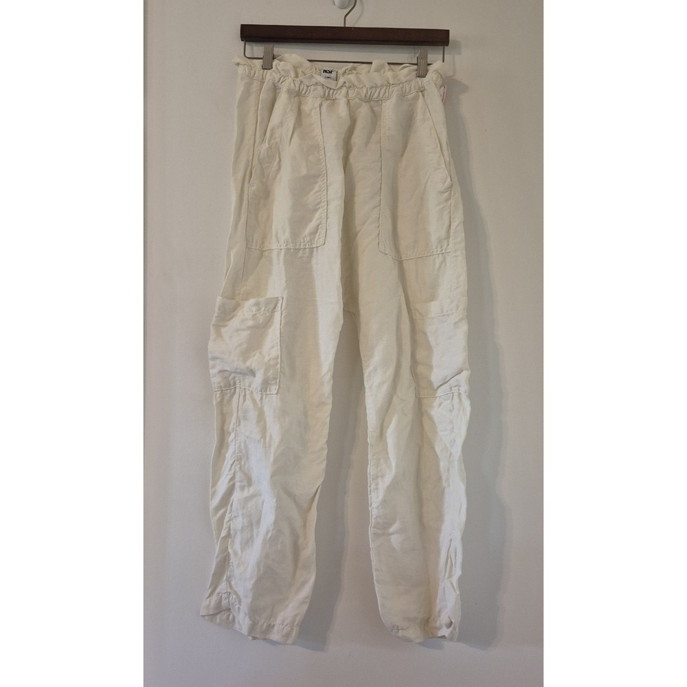 NSF Women's XS Shailey Paperbag Waist Linen Cargo Pant Slouchy Drop Crotch Harem